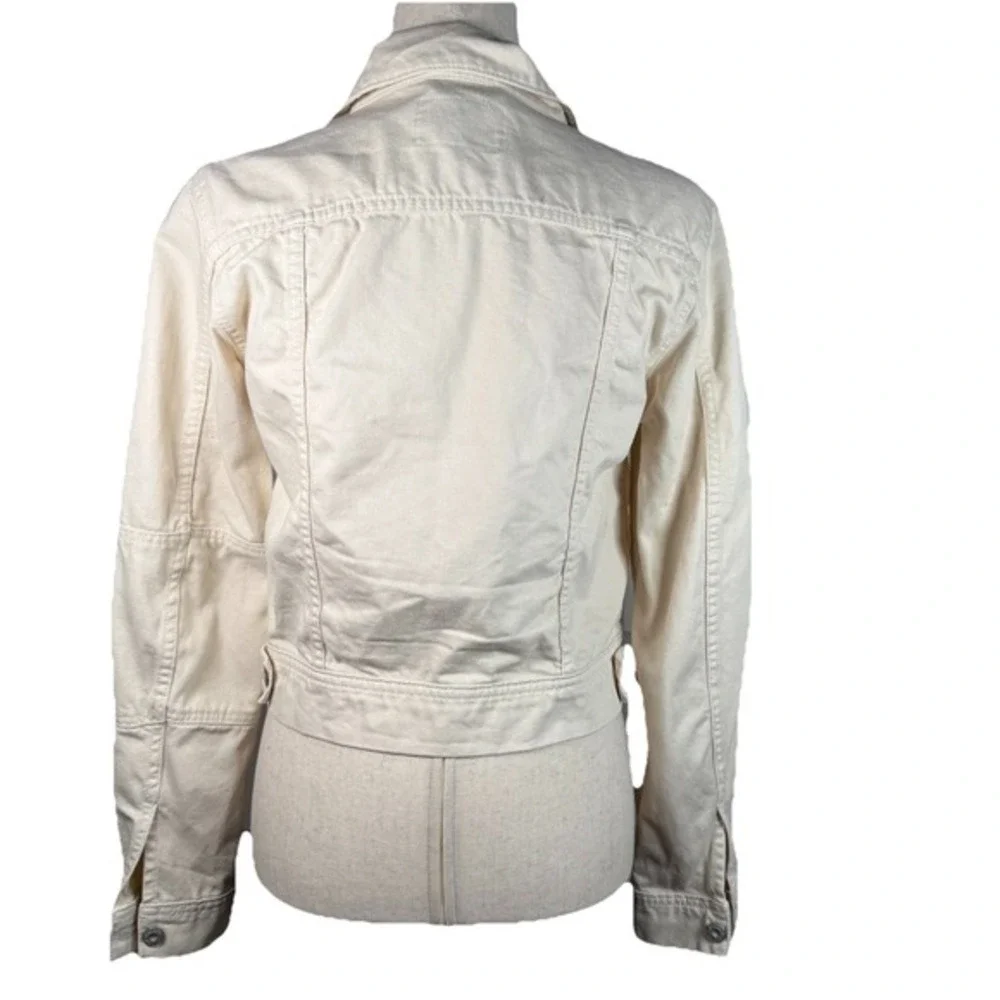 Free People We The Free Denim Jacket Womens XS Cream Cotton Cropped Trucker Boho - Picture 3 of 9